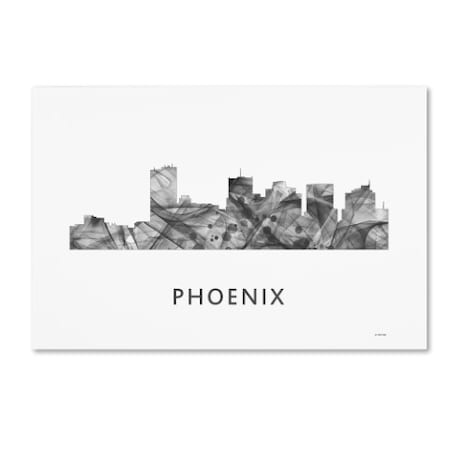 Marlene Watson 'Phoenix Arizona Skyline WB-BW' Canvas Art,16x24